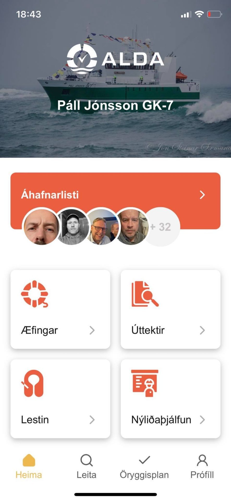 Nýtt Öryggisstjórnunarkerfi fyrir fiskiskip í prufun um borð á Páli Jónssyni GK-007