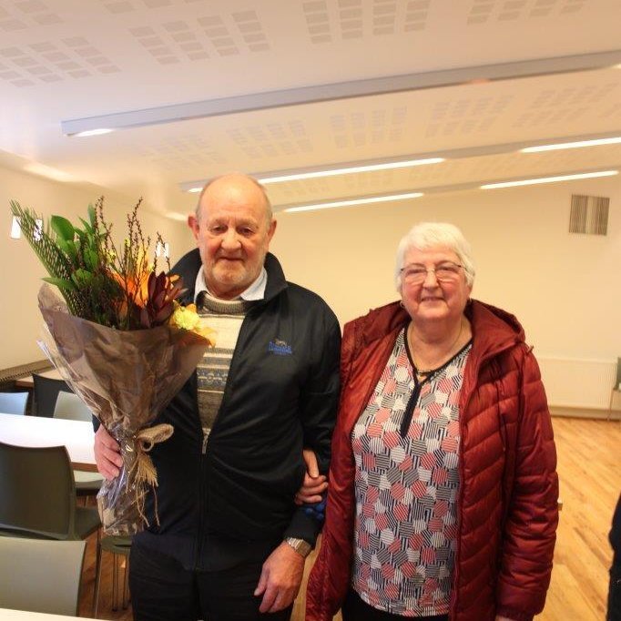 Enok og Anna eiginkona hans í kveðjukaffi